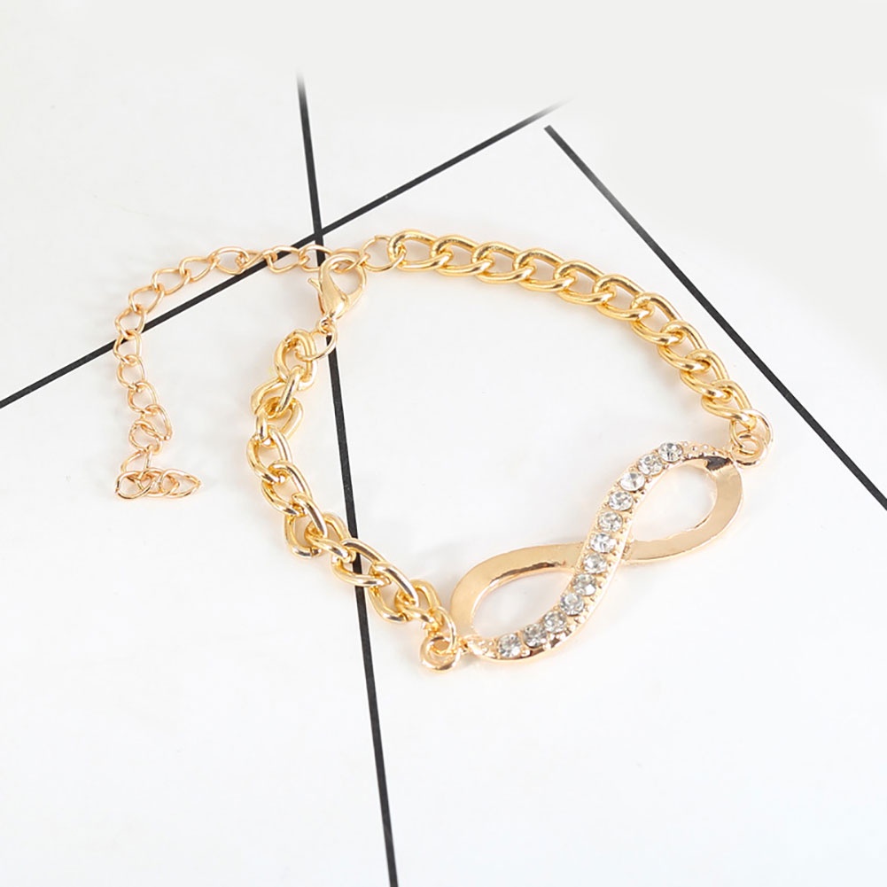 {Soltweter} Vòng Tay Đính Đá Pha Lê Vàng Vô Cực Cho Nữ