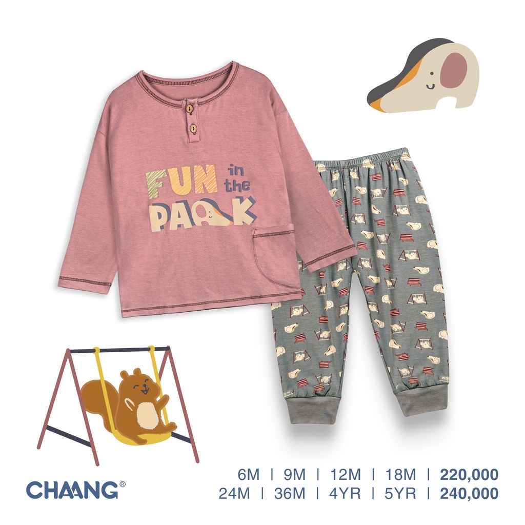 Bộ dài tay cổ trụ cho bé Park nâu CHAANG