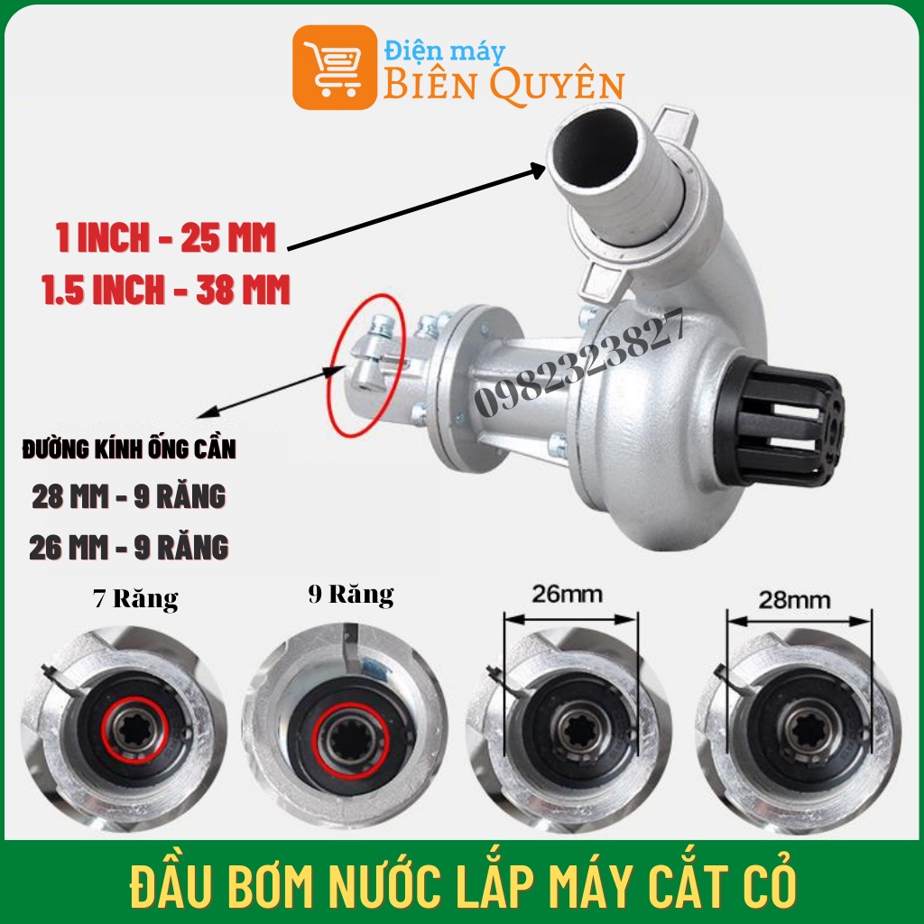 Đầu Bơm Nước Gắn Máy Cắt Cỏ,Đàu Bơm Lắp Máy Cắt Cỏ 26-28mm 9 Khía