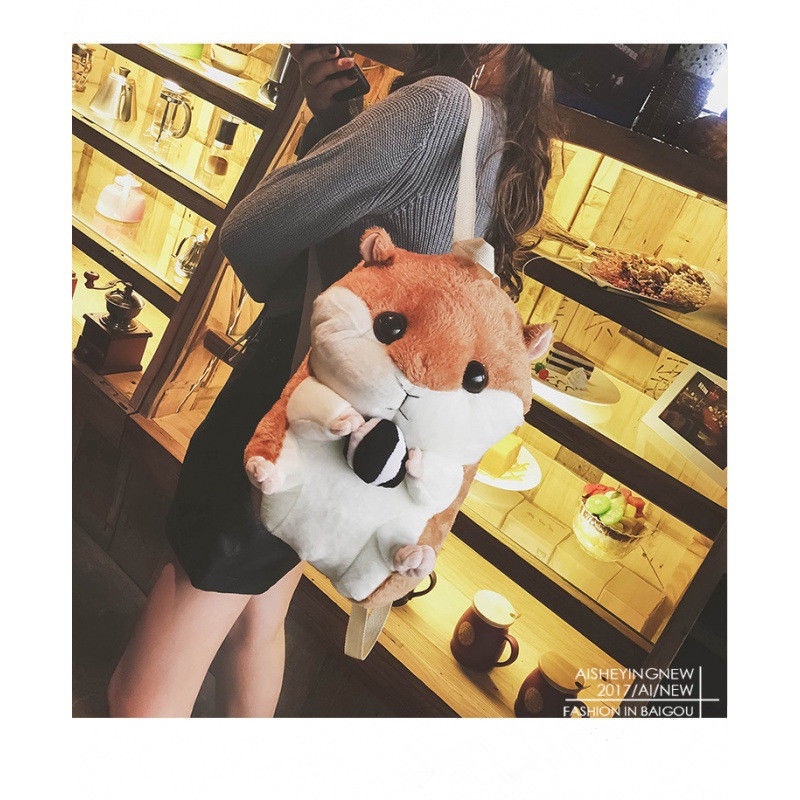 Gối Giữ Ấm Tay Đa Năng Hình Chuột Hamster Bằng Nhung Dễ Thương Xinh Xắn