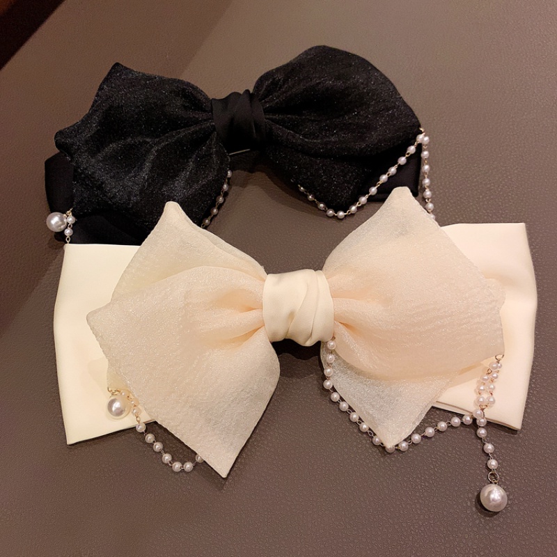 Kẹp Tóc Nơ Đính Ngọc Trai Giả Xinh Xắn Thời Trang