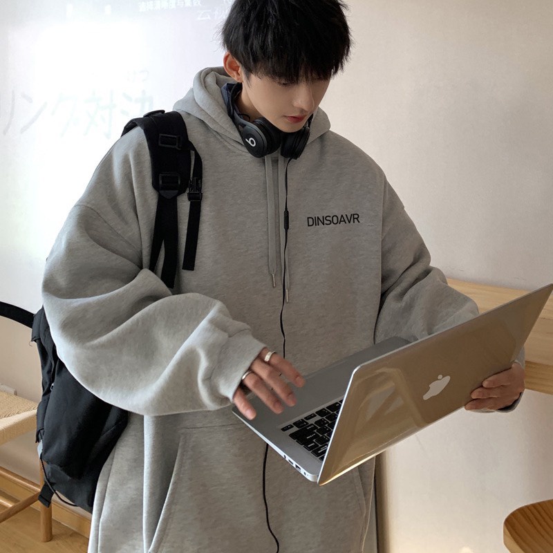 Áo hoodie nỉ ngoại Dinsoavr Unisex [FREESHIP] Hoodies form rộng tay phồng kiểu dáng basic đường phố hàn quốc peonyb