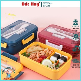 Hộp đựng cơm văn phòng 3 ngăn tiện lợi, hộp đựng cơm lúa mạch chia 3 ngăn - đức huy store