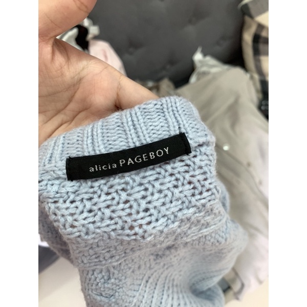 Min2handshop Áo len xanh baby blue tua rua nhật free sz