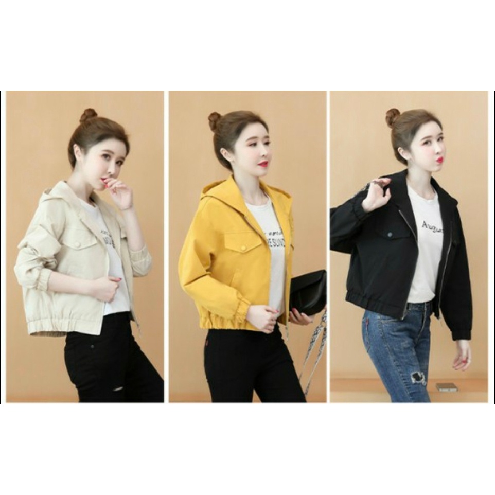 Áo Khoác Kaki Nữ 2 Lớp Trơn Kiểu Lửng Ngang Eo Chất Kaki Mềm Mịn Phong Cách Thời Trang Hàn UTkhoac