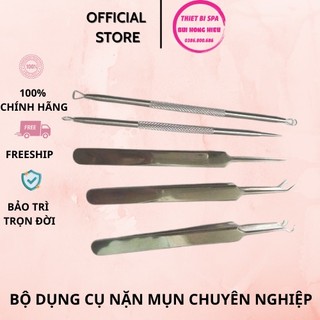 Cây nặn mụn bộ 5 món gồm que nhíp dụng cụ gắp mụn chuyên nghiệp cao cấp