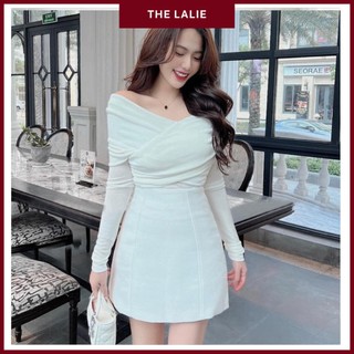 set áo nhũ trễ vai chân váy dáng A, set váy đi tiệc đi cưới màu trắng tôn dáng by The Lalie<KÈM ẢNH THẬT>