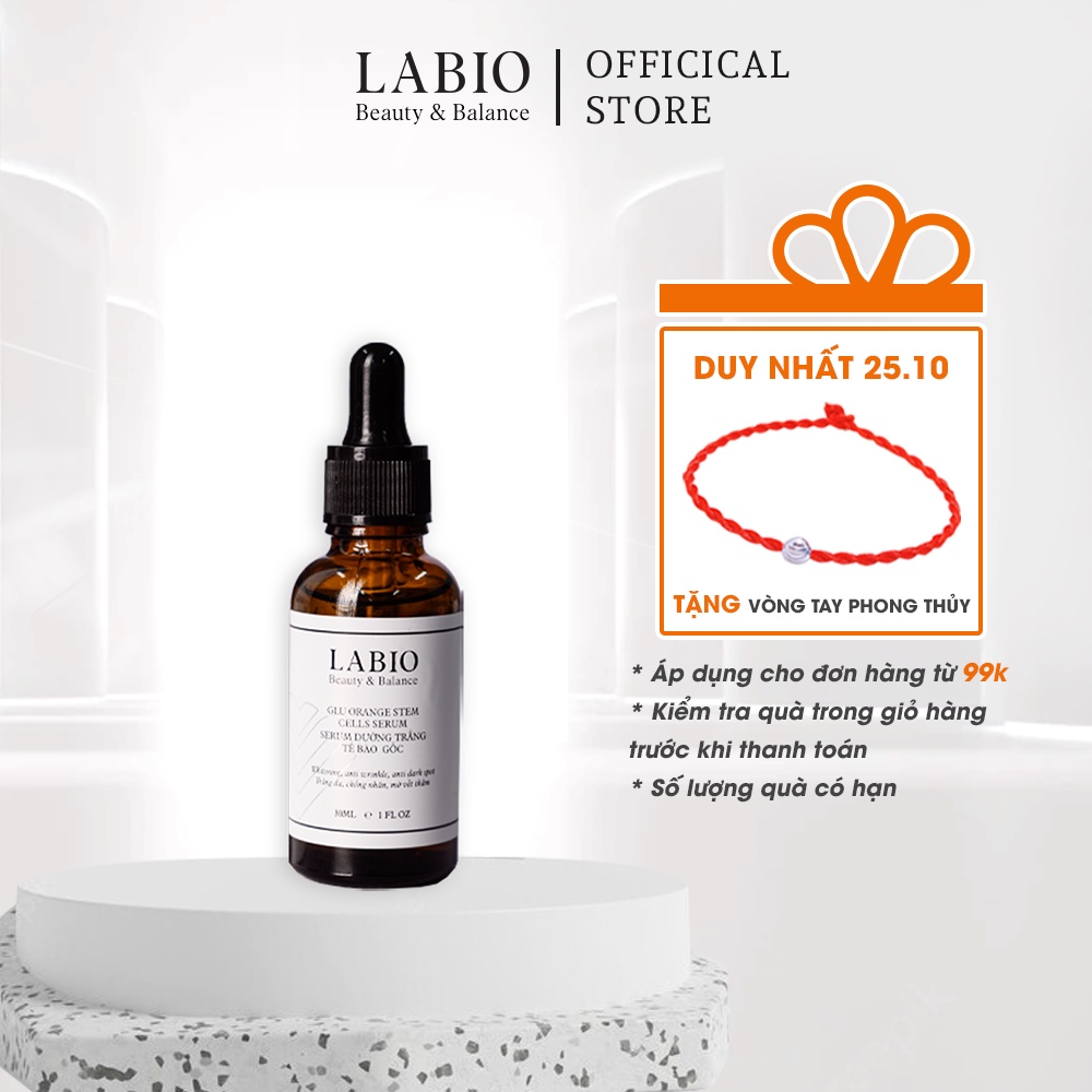 Serum Dưỡng Trắng Tế Bào Gốc LABIO Glutathione 30ml- Dưỡng Trắng Sáng Da, Mờ Thâm Nám Với Alpha Arbutin 1%