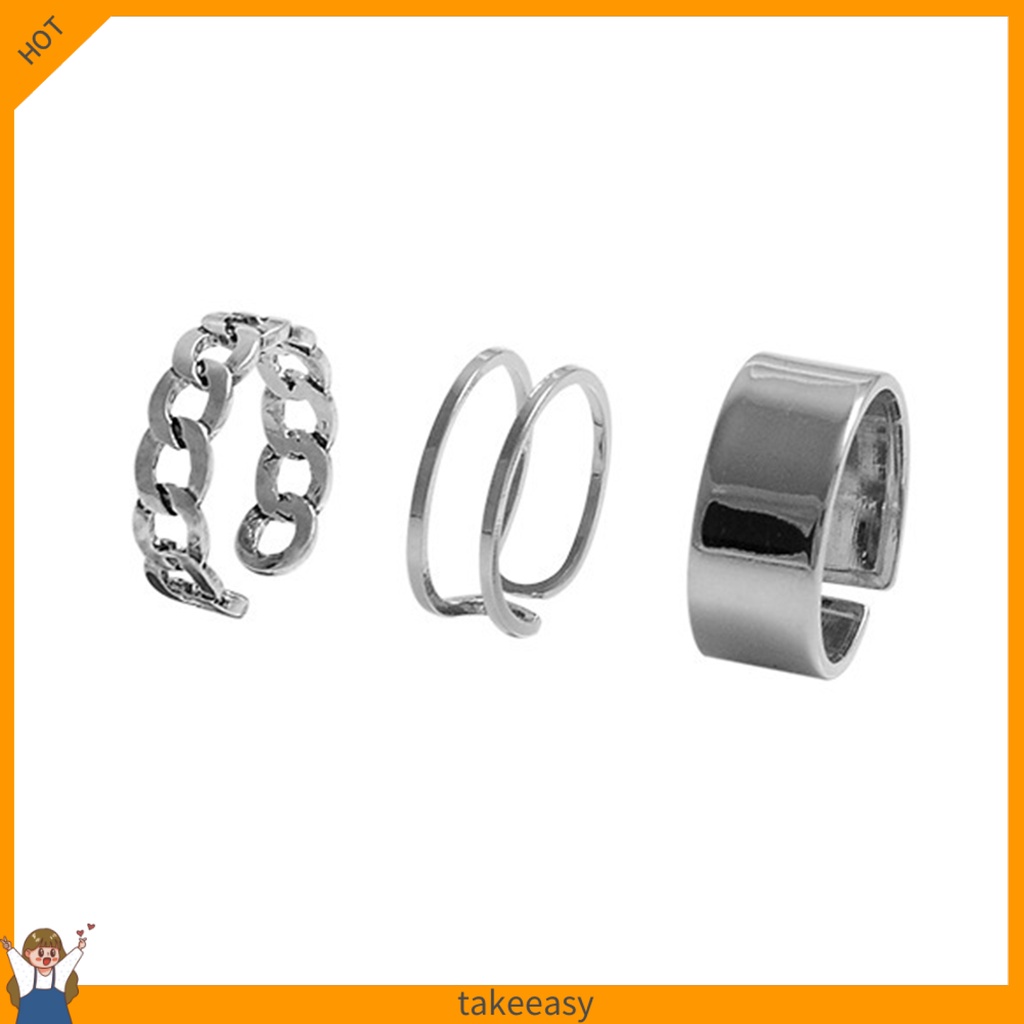 Set 3 Nhẫn Đeo Khớp Ngón Tay Phong Cách Hip Hop Cho Nữ