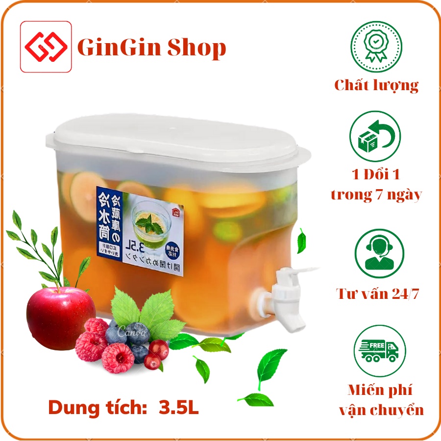 Bình Đựng Nước Để Tủ Lạnh 3.5 Lít Có Vòi Rót Nước, Bảo Quản Lạnh Nước Trái Cây, Nước Ngọt Có Nắp Đậy Bảo Quản
