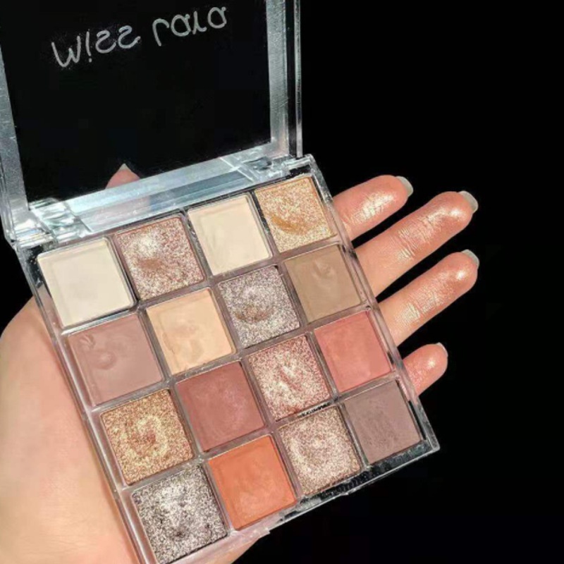 (02# Bảng Phấn Mắt Miss Lara 16 Màu Trà Sữa Đào Nóng Bỏng Tông Đất Lấp Lánh