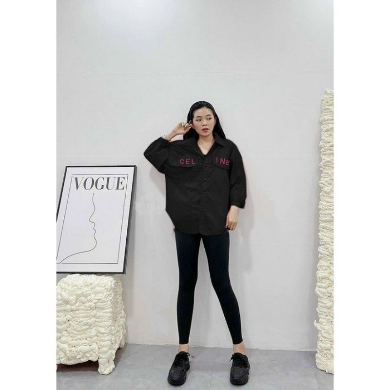 SET SƠ MI TAY DÀI THÊU CHỮ MIX QUẦN LEGGING DÀI BIGSIZE 60-105KG