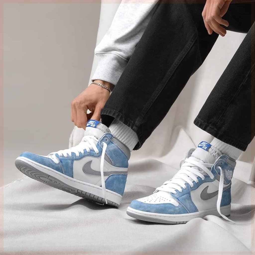 Giày jordan cổ cao màu xanh nỉ, giày sneaker JD1 hyper bản đẹp full box bill đủ size nam nữ F269 Son