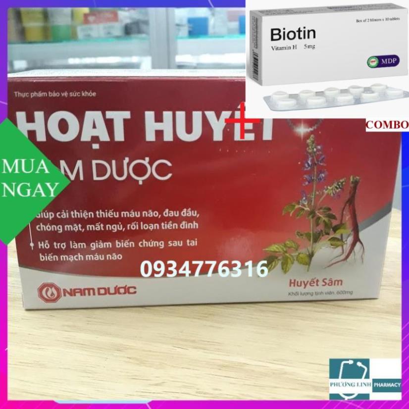 Combo Biotin 5mg+ Hoạt huyết Nam Dược hộp 5 vỉ