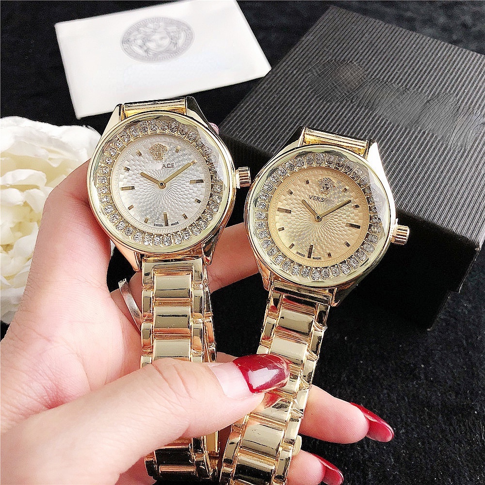 Đồng Hồ Quartz Mặt Đính Kim Cương Pha Lê Phong Cách Công Chúa