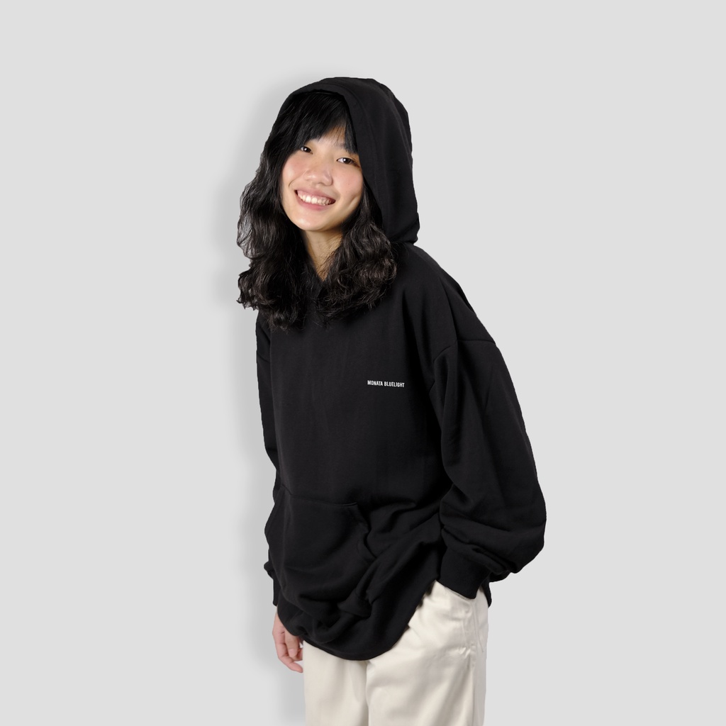 MONATA BLUELIGHT Black Basic - Áo Hoodie nỉ 320gsm