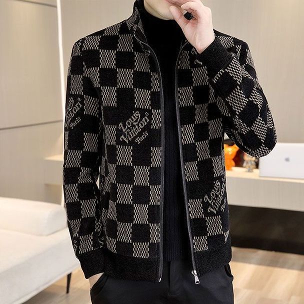 Áo Khoác Cardigan Dáng Ôm In Họa Tiết Phối Khóa Kéo Thời Trang Thu Đông Cho Nam