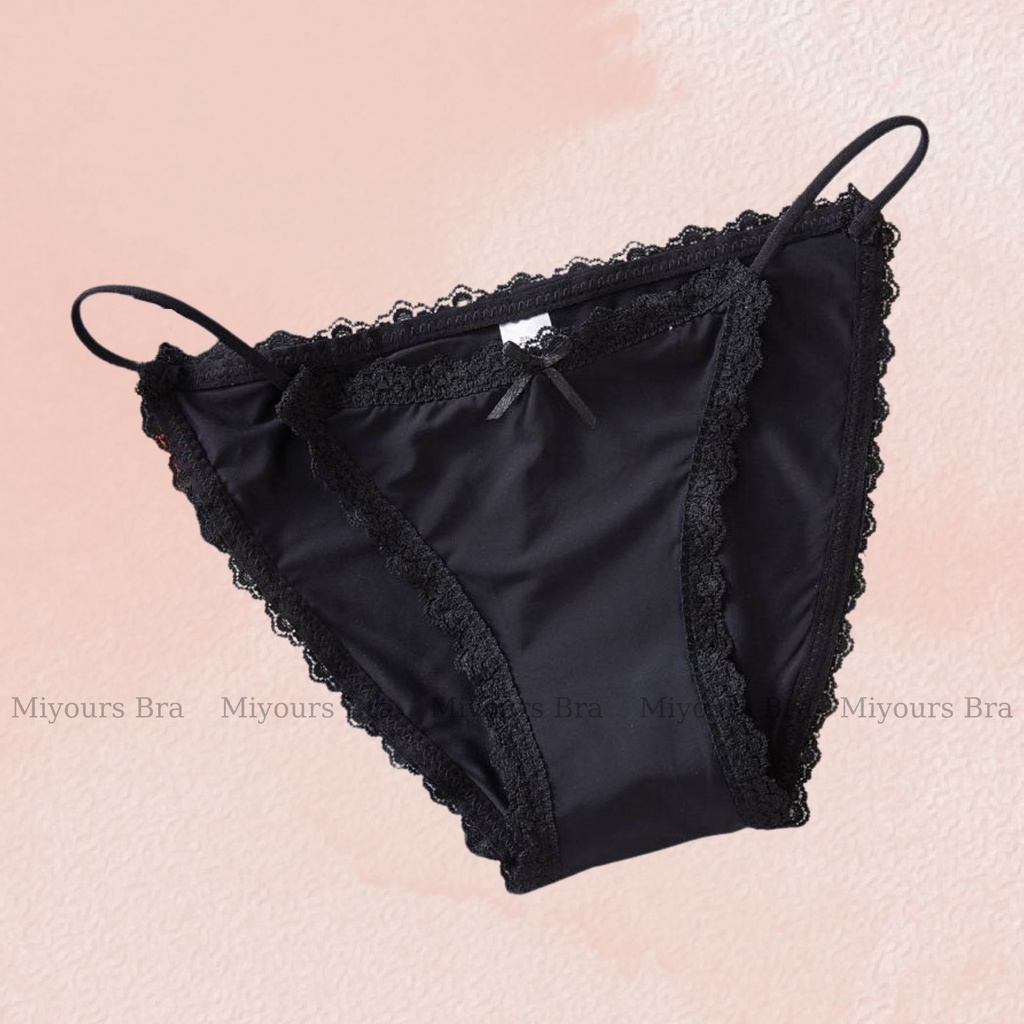 Quần lót, quần chip nữ Miyours Fashion & More QL168 trơn viền ren, dây hông sexy chống viêm kháng khuẩn