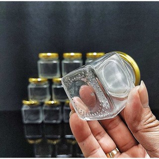 Hũ Thủy Tinh Vuông 50ML mẫu Vuông nắp thiếc vàng – Lọ Thủy Tinh Nhỏ - Hũ đựng yến chưng, mật ong, dầu dừa