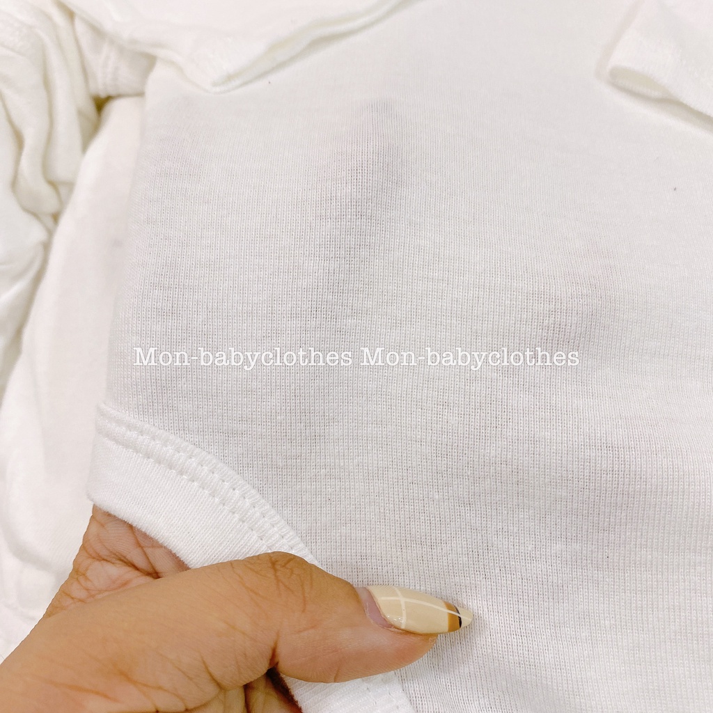 Bộ liền thân cotton mềm mịn trắng trơn cho bé