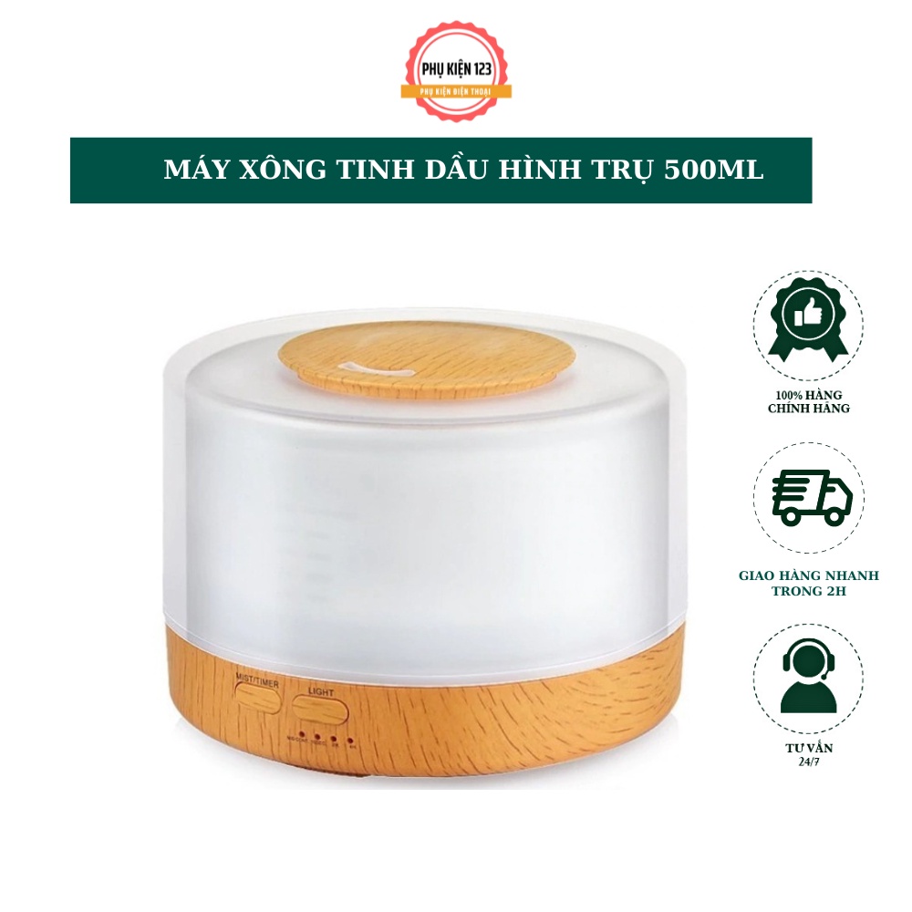 Máy xông tinh dầu Trụ Tròn 500ml GULIFE cân bằng độ ẩm và làm thơm phòng sản phẩm BH 6 tháng