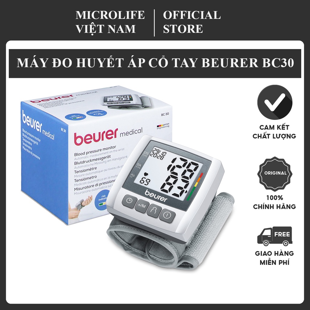 Máy Đo Huyết Áp Cổ Tay Điện Tử BEURER BC30 - Nhanh , gọn , tiện lợi