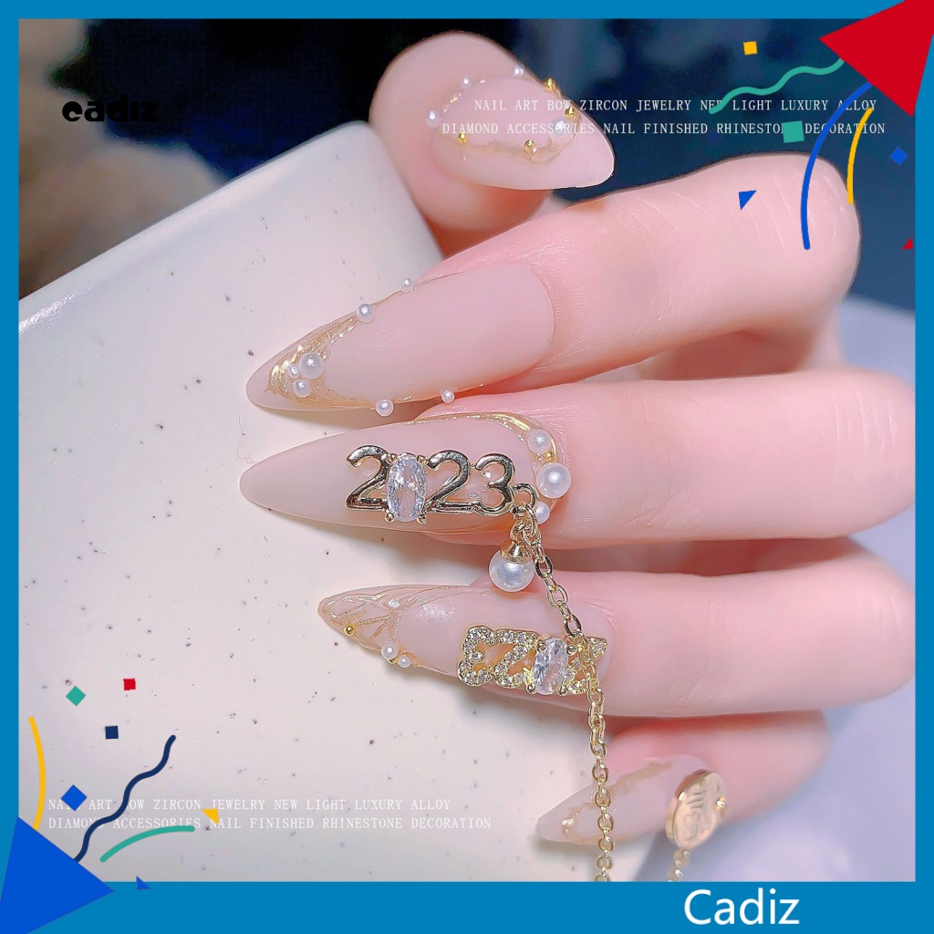 Hộp Hạt Kim Cương Giả Hình Số 2023 Mini Trang Trí Móng Tay Dễ Dàng Mang Theo Manicurist 2023