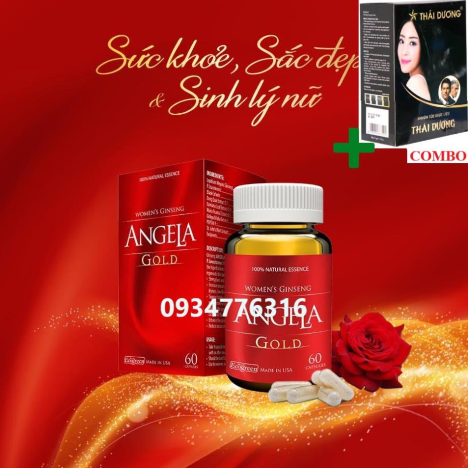 Combo Gội Là Đen Thái Dương+ Viên uống ANGELA GOLD tăng cường sinh lý nữ (15 viên)
