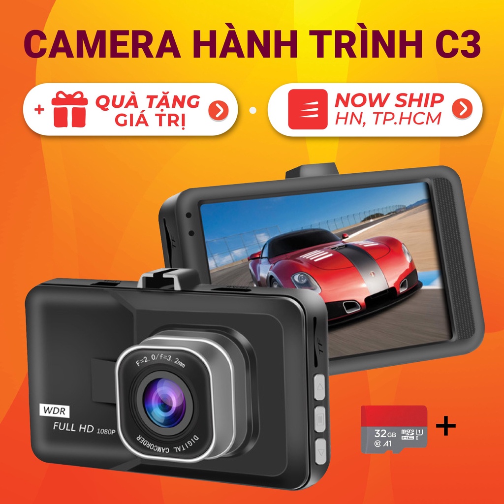 (Hàng chính hãng)Camera hành trình ô tô C3 XETABON Full HD 1080p , màn hình LCD ghi hình rõ nét, Bảo hành 12 Tháng