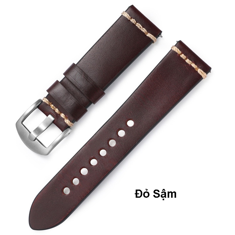 Dây đồng hồ DA BÒ SÁP RETRO cao cấp BO-39 thay thế cho đồng hồ SamSung Huawei tặng CHỐT THÔNG MINH