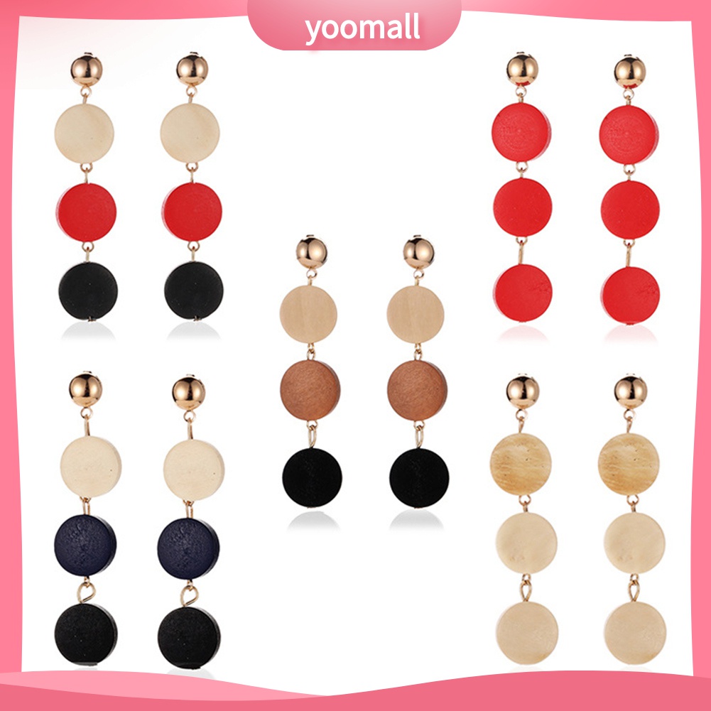 Bông Tai Hình Tròn Bằng Gỗ Thời Trang Dành Cho Nữ