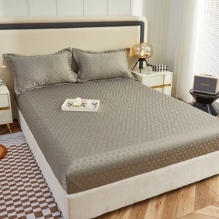 Ga gối lụa vân chìm thương hiệu, set 3 món ga gối lụa