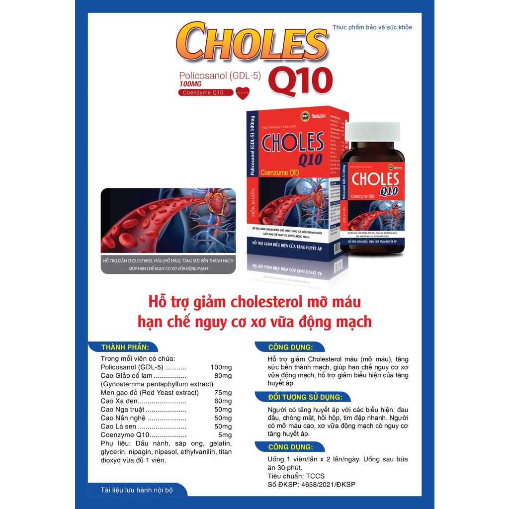 Choles q10 sanofa  coenzyme q10  - viên uống giảm mỡ máu, người cao huyết - ảnh sản phẩm 2