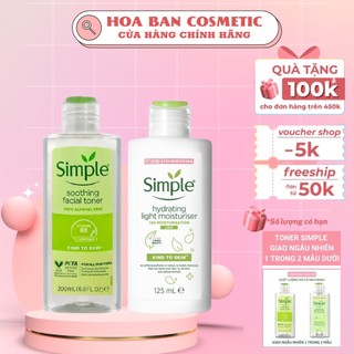 Combo Làm Sạch Sâu, Dưỡng Ẩm, Ngăn Lão Hóa Và Tái Tạo Da Sáng Khỏe Simple Kind To Skin (Toner 200ml + Sữa dưỡng 125ml)