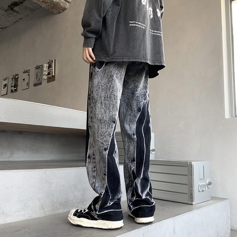 Quần Jean Nhuộm Màu Dáng Suông Rộng Phong Cách Thời Trang Retro Mỹ