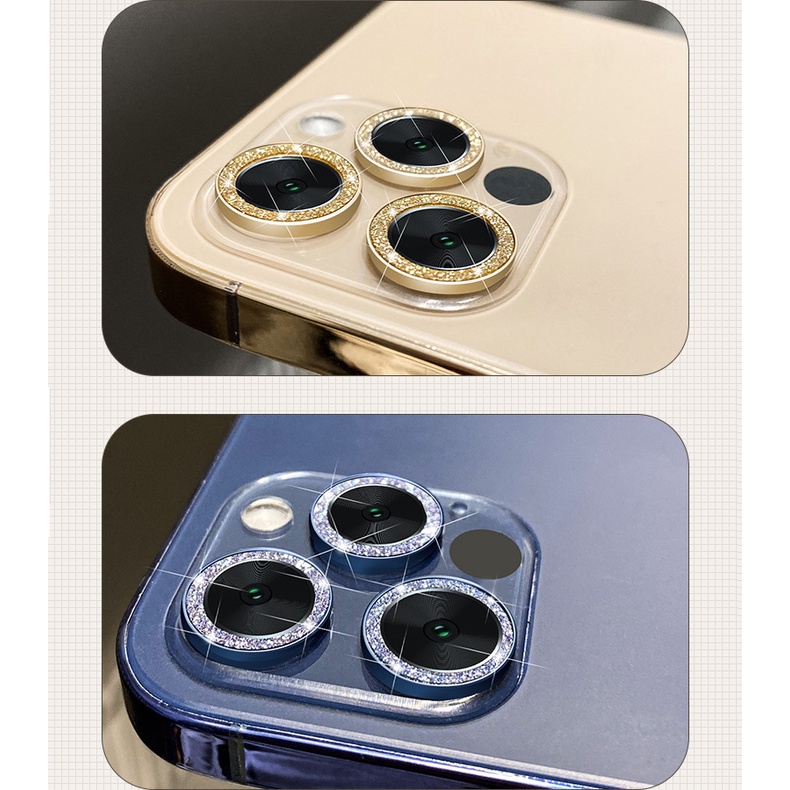 Nắp dán đính đá bảo vệ ống kính camera cho iPhone 14 Pro Max / 14 Plus /11 /12/ 13 - Tặng kèm khăn lau