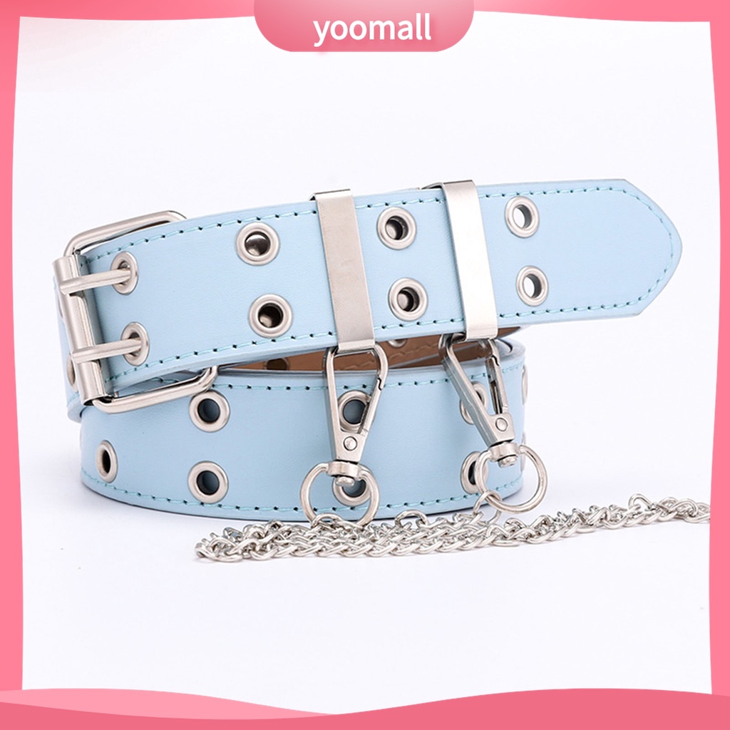 Thắt Lưng Da Hai Hàng Nút Phong Cách Hip hop Punk Cho Nam