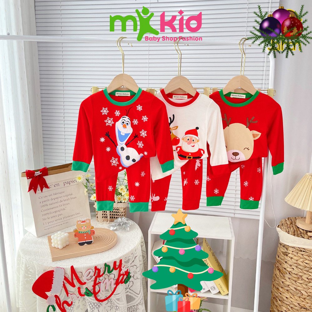 Bộ NOEL Cho Bé 💖 Bộ Giáng Sinh Dài Tay Minky Mom Cho Bé Trai Bé Gái Với Các Họa tiết Siêu Dễ Thương