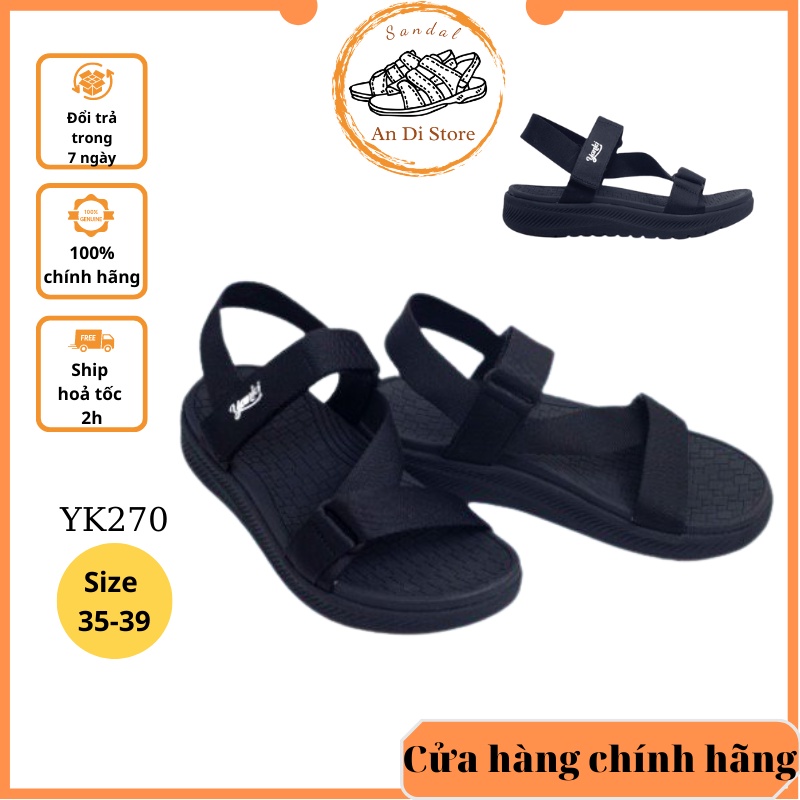 Giày Sandal Yanki Nữ Quai Ngang YK270 Đế Cao Su Quai Dù Đi Học Đi Làm Đi Chơi Full Size Màu xám tro