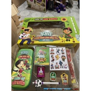 Bộ đồ dùng học tập Kun - Bộ đồ dùng Kun set 9 món cao cấp hàng khuyến mãi sữa Kun