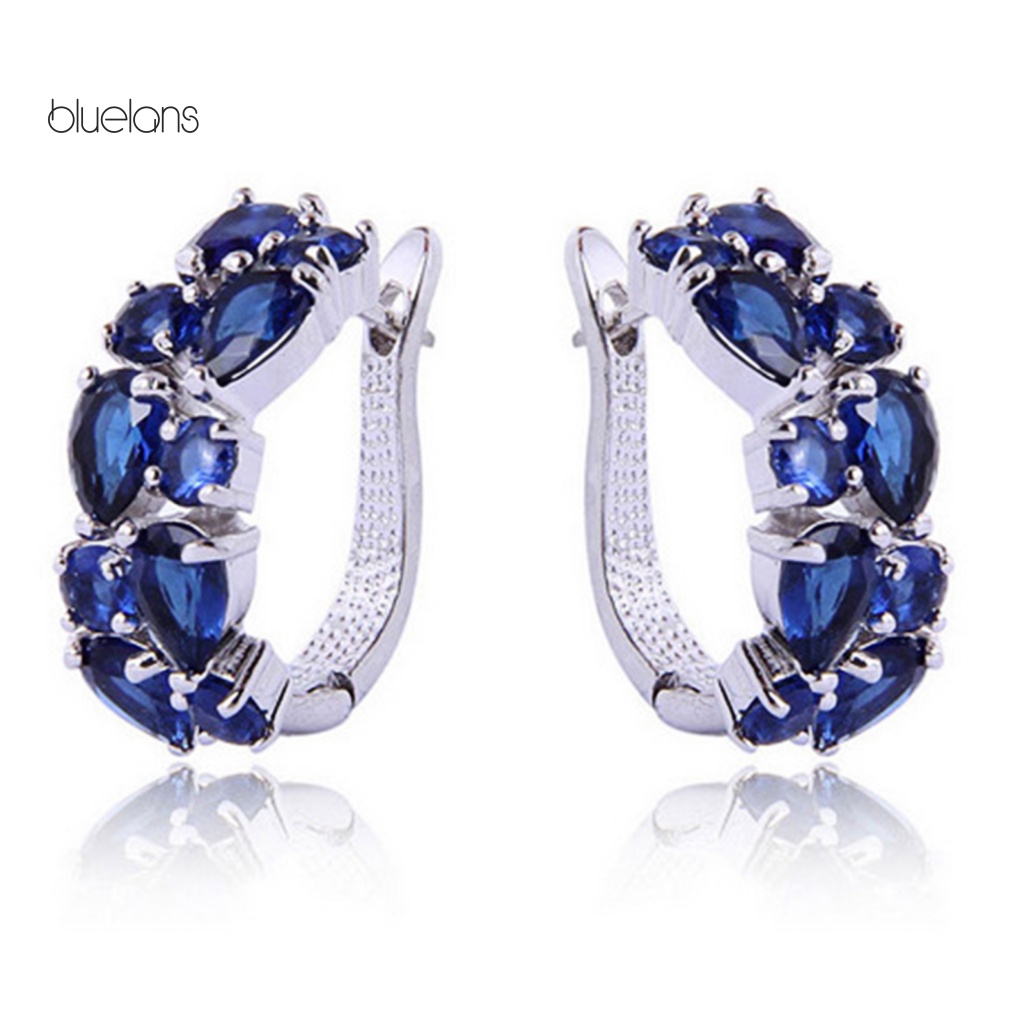 1 Đôi Bông Tai Tròn Đính Đá Nhiều Màu Sắc Phong Cách Âu Mỹ Thời Trang Cho Nữ