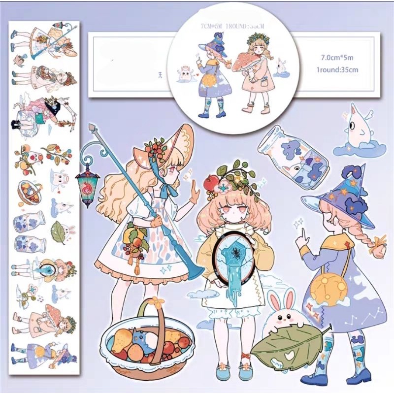 Băng Washi tape 7x35cm họa tiết cô gái nhà BOBOGD