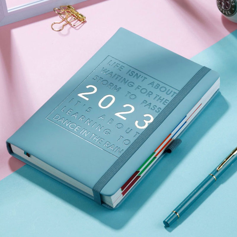 Sổ Tay Ghi Chú Bìa Da Pu Dày 2023 Khổ A5 Tiện Dụng Cho Trường Học / Văn Phòng