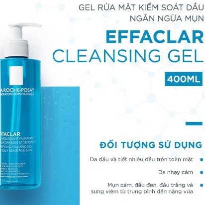 Sữa Rửa Mặt La Roche Posay Dạng Gel Giảm Mụn, Kiềm Dầu Effaclar Foaming Gel (50ml/200ml/400ml)