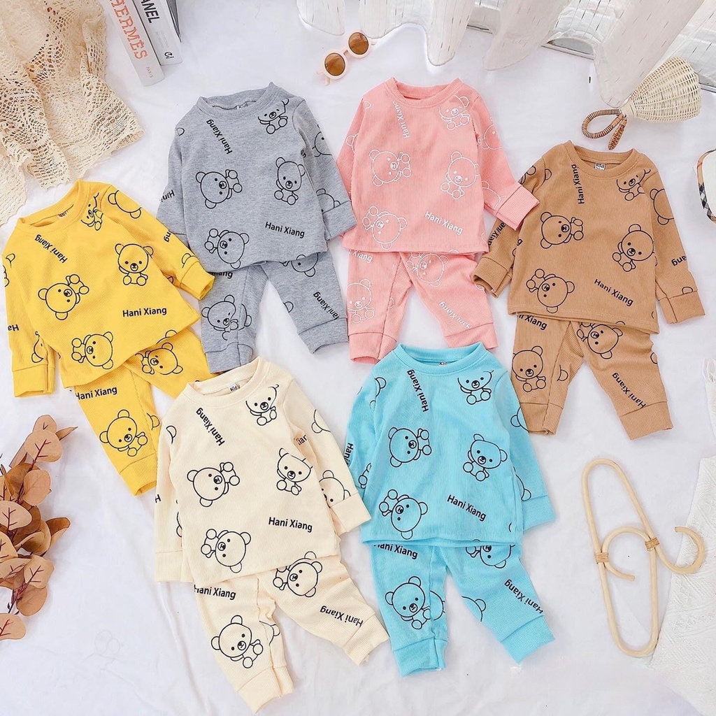 [GẤU HANI] BỘ DÀI TAY GẤU HANI THU ĐÔNG DỄ THƯƠNG CHO BÉ TRAI BÉ GÁI