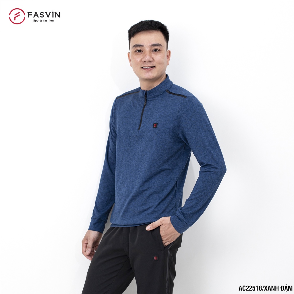 Áo thể thao nam Fasvin AC22518.HN chất Melanger cổ tàu vải mềm mại co giãn thoải mái.