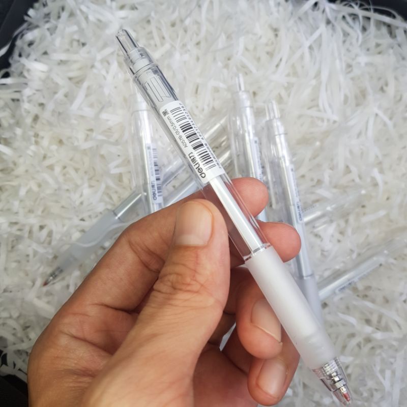 Bút gel Deli văn phòng sinh viên thiết kế vỏ trong suốt ngòi 0,5mm mực đen A057B-01