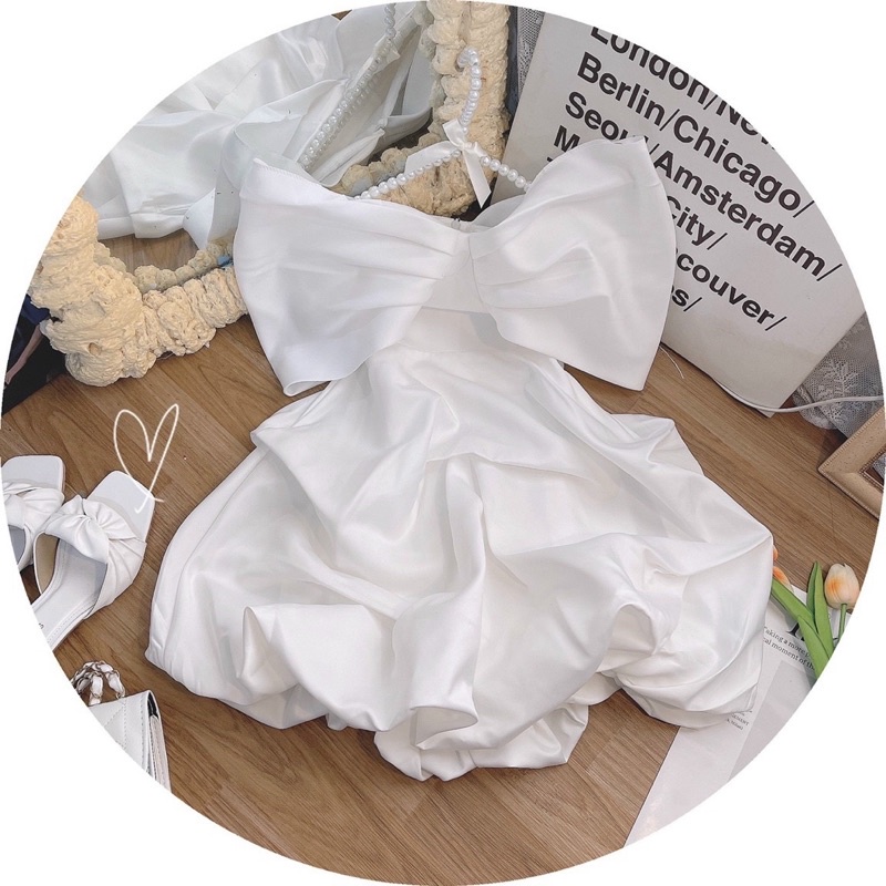 ĐẦM TRẮNG RỚT VAI XOÈ BỒNG BỀNH