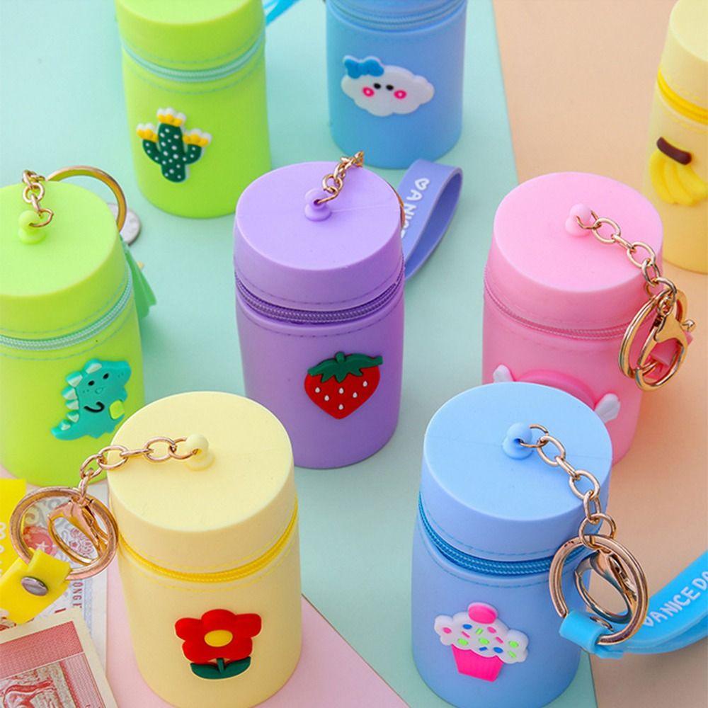 Ví Đựng Tiền Xu Bằng Silicon Họa Tiết Cầu Vồng / Ngôi Sao / Chuối Lấp Lánh Xinh Xắn