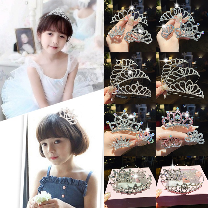 Vương Miện Cho Bé, vương miện cài tóc, đính đá lấp lánh siêu đáng yêu cho bé gái, kẹp cài bé gái